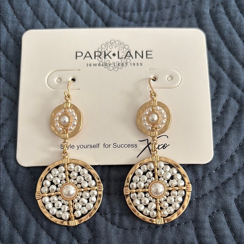 Park Lane Gold and White Crystal Earrings